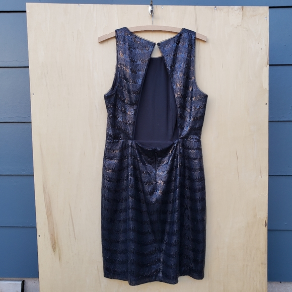 BCBGMaxAzria Black NERA Sequin Open Back Dress -10 - Picture 10 of 16